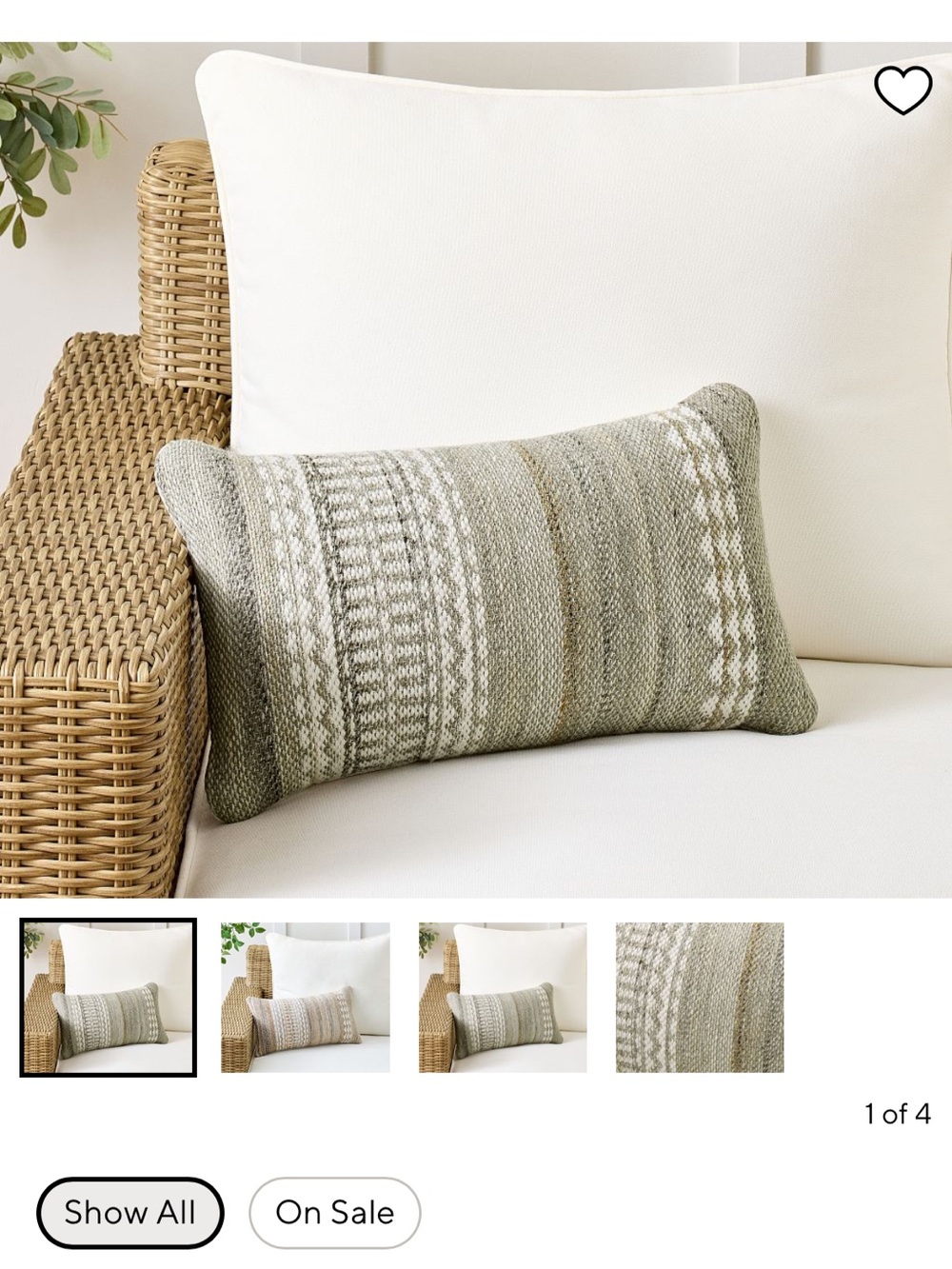 Pottery Barn Atkins Woven Grey & Cream Woven Outdoor Lumbar Pillow (2)